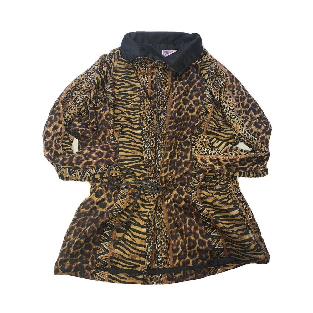 2X VTG Pearl River Clothing Co Womens Animal Print Jacket Zip Up Lined
